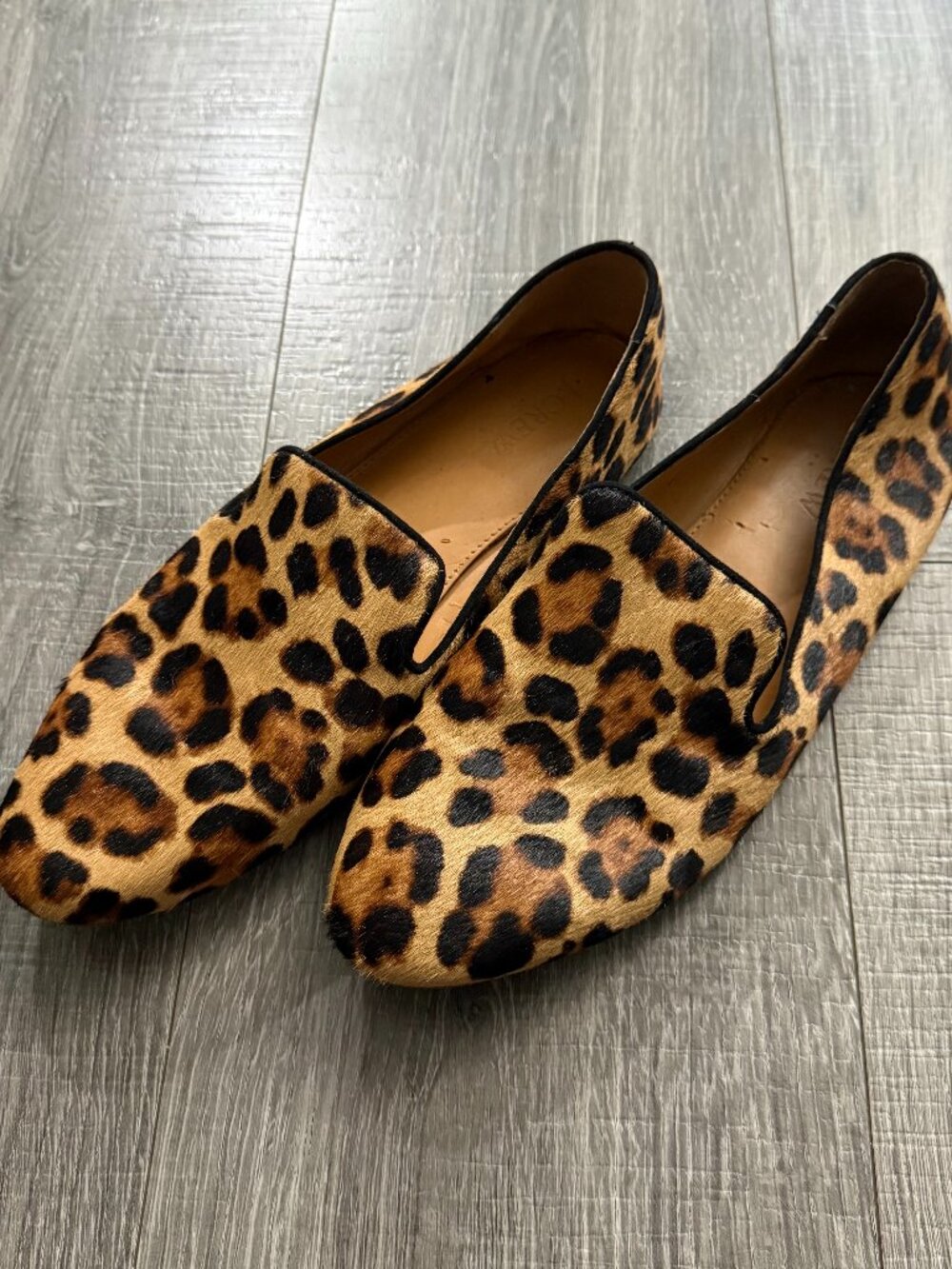 J.Crew Factory Leopard Calf Hair Smoking Loafers Women Size 9